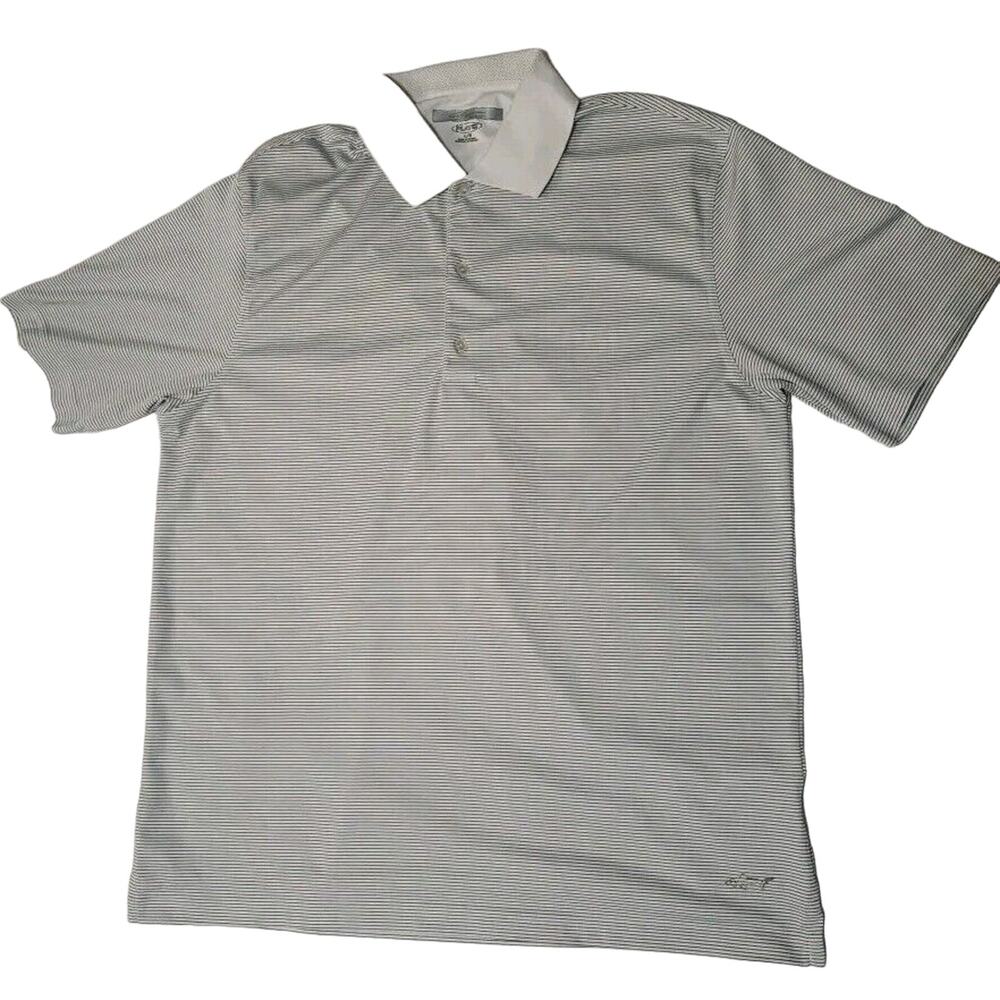 Greg Norman Golf Polo Play Dry Short Sleeve Size Large Shirt Black/White Stripes